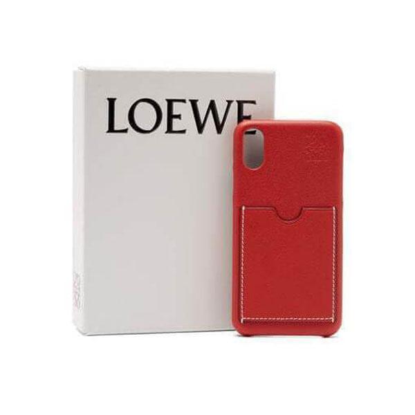 LOEWE ロエベ ケース コピー iPhoneX レザーケース レッド シンプル ロゴ入り2020101408